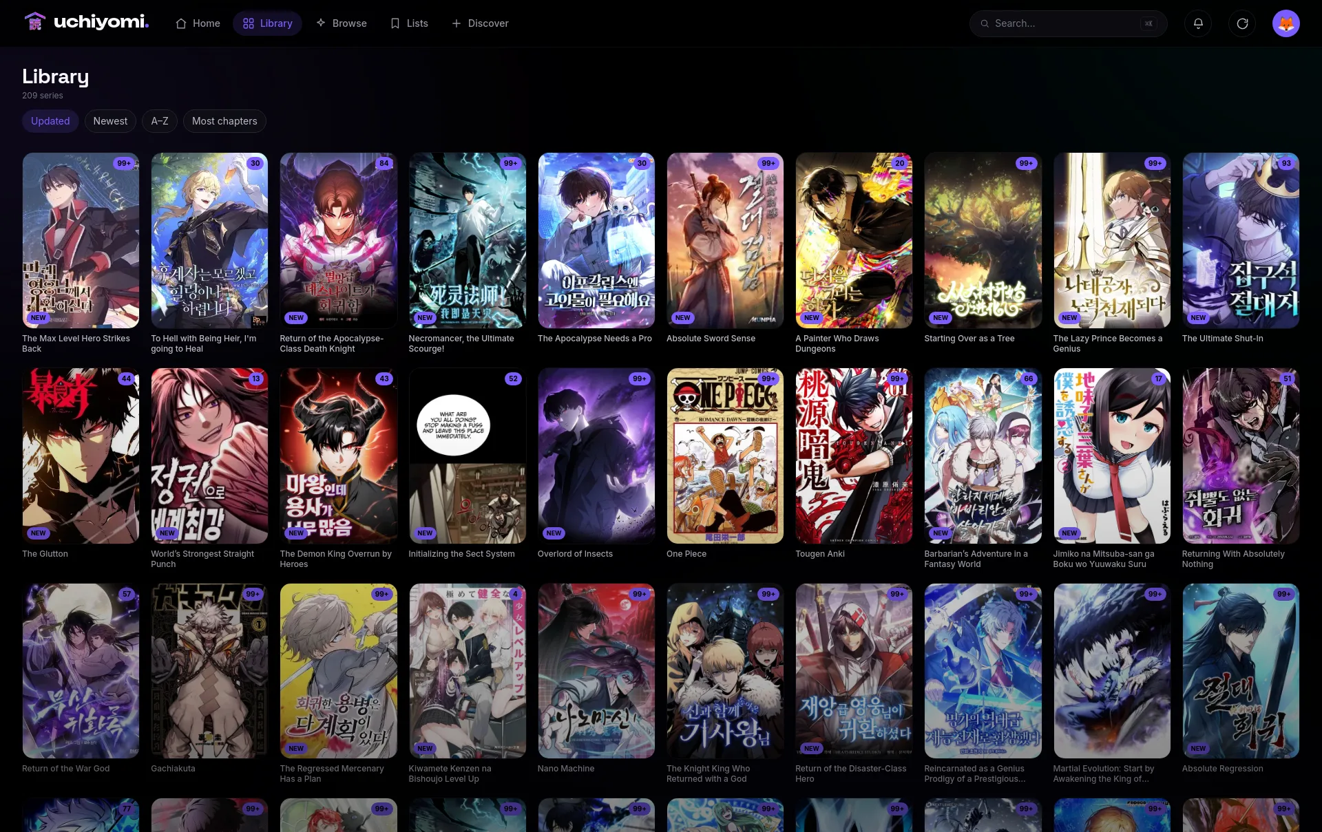 Uchiyomi library grid